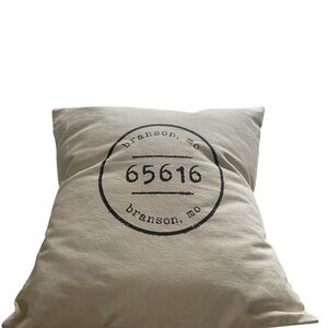 Branson Missouri throw pillow w zipcode 65616 approx 17.5” sq NWT